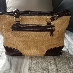 Woven wicker straw purse shoulder tote
